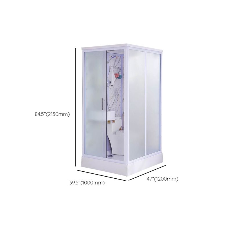 White Single Sliding Shower Kit Rectangle Frosted Shower Stall Clearhalo 'Bathroom Remodel & Bathroom Fixtures' 'Home Improvement' 'home_improvement' 'home_improvement_shower_stalls_enclosures' 'Shower Stalls & Enclosures' 'shower_stalls_enclosures' 'Showers & Bathtubs' 1200x1200_7e1cfe06-d68c-40a6-a61c-45b701a687bb