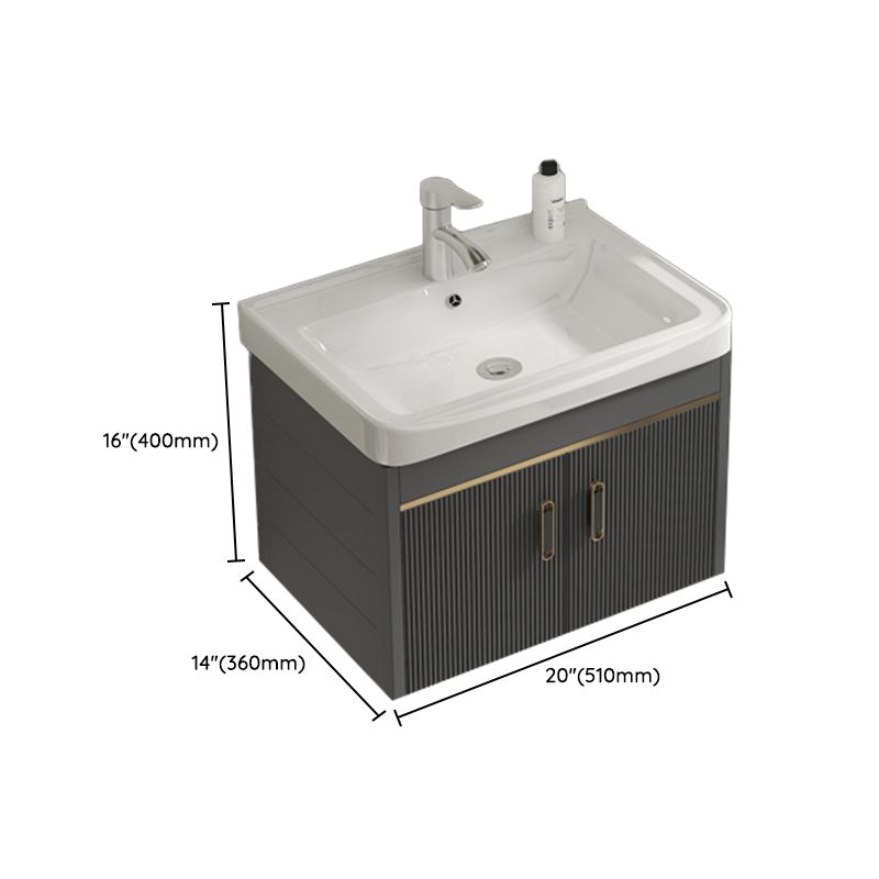 Glam Vanity Single Sink Wall Mounted 2 Doors Metal Frame Rectangular Vanity with Mirror Clearhalo 'Bathroom Remodel & Bathroom Fixtures' 'Bathroom Vanities' 'bathroom_vanities' 'Home Improvement' 'home_improvement' 'home_improvement_bathroom_vanities' 1200x1200_7e2a4676-158c-44cf-b222-ed0175b0e40e