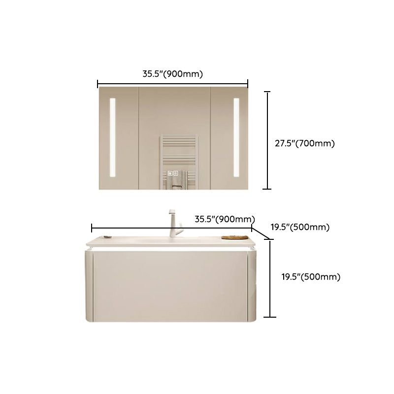 White Bathroom Vanity Stain Resistant Wood Frame Mirror Wall Mount with Faucet Clearhalo 'Bathroom Remodel & Bathroom Fixtures' 'Bathroom Vanities' 'bathroom_vanities' 'Home Improvement' 'home_improvement' 'home_improvement_bathroom_vanities' 1200x1200_7e5f90bd-1fd1-481b-902e-74d10e689e84