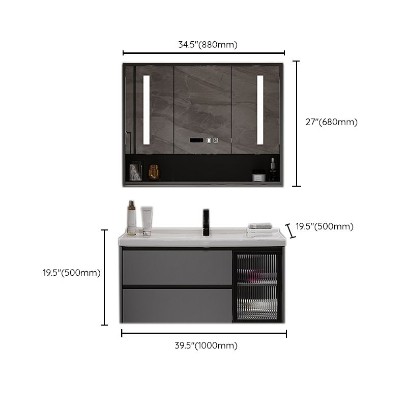 Contemporary Sink Vanity Bathroom Vanity Cabinet with Mirror Cabinet Clearhalo 'Bathroom Remodel & Bathroom Fixtures' 'Bathroom Vanities' 'bathroom_vanities' 'Home Improvement' 'home_improvement' 'home_improvement_bathroom_vanities' 1200x1200_7e75cc0f-7ed4-4d9e-82eb-94d9ad70088a