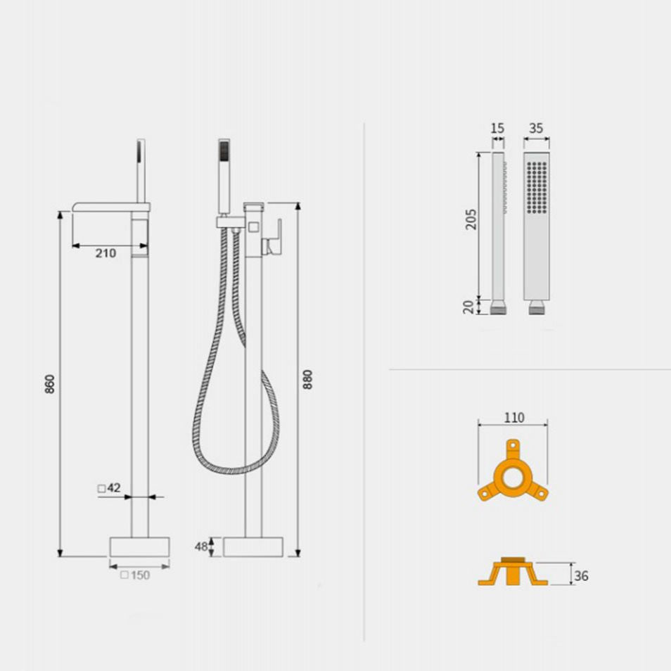 Floor Mounted Metal Freestanding Tub Filler Single Handle Waterfall Freestanding Faucet Clearhalo 'Bathroom Remodel & Bathroom Fixtures' 'Bathtub Faucets' 'bathtub_faucets' 'Home Improvement' 'home_improvement' 'home_improvement_bathtub_faucets' 1200x1200_7ebd8e8a-911d-4d22-a150-9b582726167f