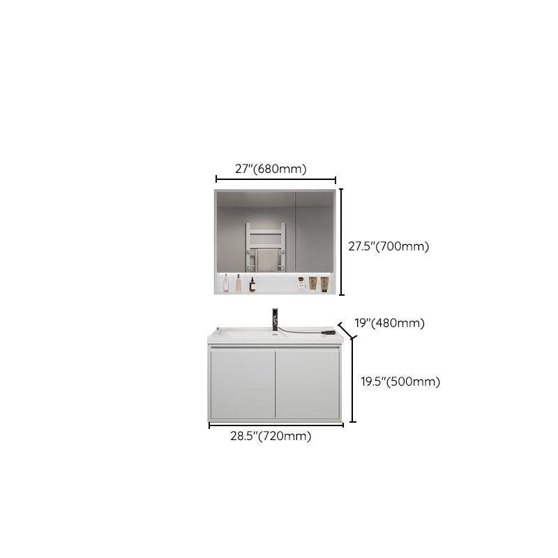 Rectangular Vanity Modern White Ceramic Top Single Wall Mount Vanity Set Clearhalo 'Bathroom Remodel & Bathroom Fixtures' 'Bathroom Vanities' 'bathroom_vanities' 'Home Improvement' 'home_improvement' 'home_improvement_bathroom_vanities' 1200x1200_7ec920ee-aeb5-41e8-83fa-73f35192b8b4