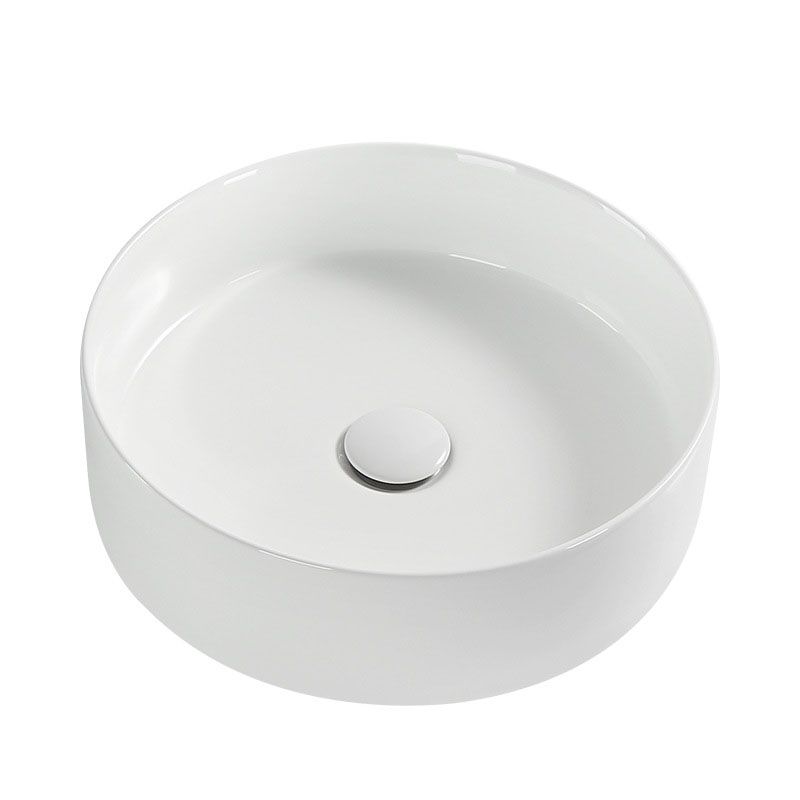 Modern Round Bathroom Sink Pop-Up Drain Vessel Bathroom Sink in white Clearhalo 'Bathroom Remodel & Bathroom Fixtures' 'Bathroom Sinks & Faucet Components' 'Bathroom Sinks' 'bathroom_sink' 'Home Improvement' 'home_improvement' 'home_improvement_bathroom_sink' 1200x1200_7edc3952-5443-4bd9-9dde-7e2dfca69a12