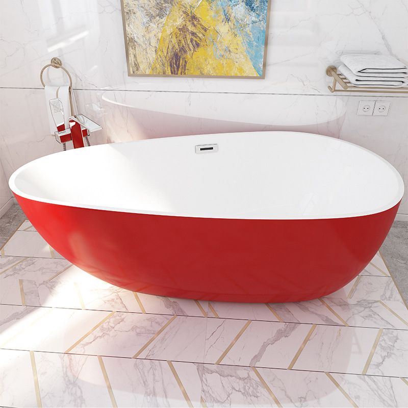 Matte Finish Oval Bathtub with Drain and Overflow Trim Acrylic Soaking Freestanding Tub Clearhalo 'Bathroom Remodel & Bathroom Fixtures' 'Bathtubs' 'Home Improvement' 'home_improvement' 'home_improvement_bathtubs' 'Showers & Bathtubs' 1200x1200_7eef6783-f6ee-4596-8b39-77699d828e58