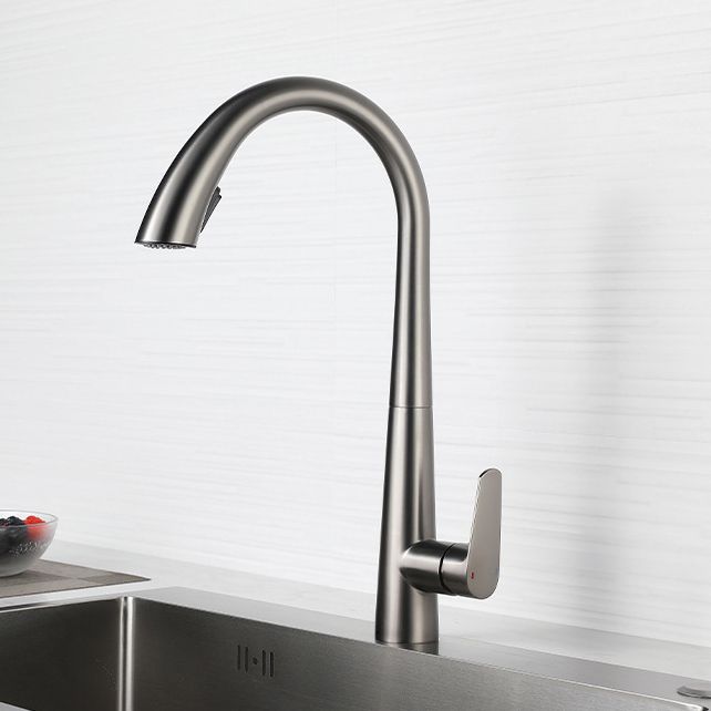 Modern Kitchen Faucet Stainless Steel Single Handle Retractable High Arc Kitchen Faucet Clearhalo 'Home Improvement' 'home_improvement' 'home_improvement_kitchen_faucets' 'Kitchen Faucets' 'Kitchen Remodel & Kitchen Fixtures' 'Kitchen Sinks & Faucet Components' 'kitchen_faucets' 1200x1200_7efa5ddc-68a5-4ce3-8abe-8bb36de5327a