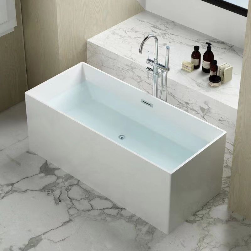 Modern Freestanding Soaking Bathtub Rectangle Acrylic Bathtub in White Clearhalo 'Bathroom Remodel & Bathroom Fixtures' 'Bathtubs' 'Home Improvement' 'home_improvement' 'home_improvement_bathtubs' 'Showers & Bathtubs' 1200x1200_7f44880f-049b-4385-9dfb-507015dc9c6d