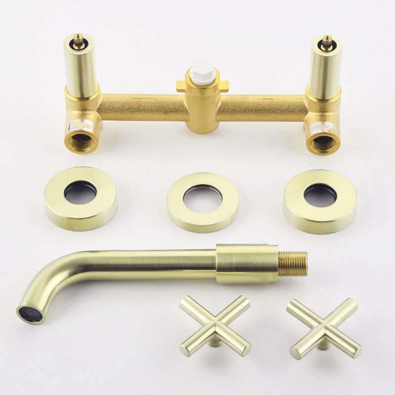 Cross Handle Wall Mounted Bathroom Faucet 3 Hole Luxury Vanity Sink Faucet Clearhalo 'Bathroom Remodel & Bathroom Fixtures' 'Bathroom Sink Faucets' 'Bathroom Sinks & Faucet Components' 'bathroom_sink_faucets' 'Home Improvement' 'home_improvement' 'home_improvement_bathroom_sink_faucets' 1200x1200_7f4601e7-3bda-4327-85b7-4c68d403dd5c