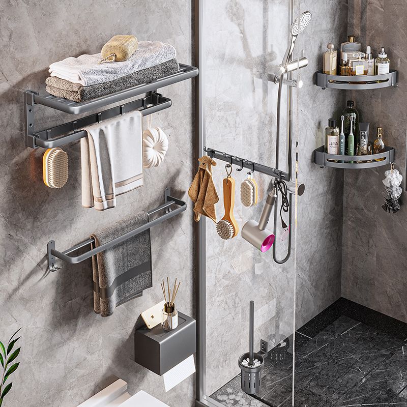 Modern Bathroom Accessories Hardware Set Grey Towel Bar Bath Shelf Bath Hardware Set Clearhalo 'Bathroom Hardware Sets' 'Bathroom Hardware' 'Bathroom Remodel & Bathroom Fixtures' 'bathroom_hardware_sets' 'Home Improvement' 'home_improvement' 'home_improvement_bathroom_hardware_sets' 1200x1200_7f64528e-01b4-49d8-b787-42b06fa80db1