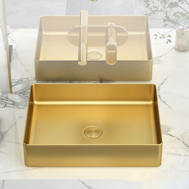 Modern Bathroom Sink Rectangular Metal Vessel Bathroom Sink with Pop-Up Drain Clearhalo 'Bathroom Remodel & Bathroom Fixtures' 'Bathroom Sinks & Faucet Components' 'Bathroom Sinks' 'bathroom_sink' 'Home Improvement' 'home_improvement' 'home_improvement_bathroom_sink' 1200x1200_7f790802-591f-48ea-972e-8f3d37579c9c