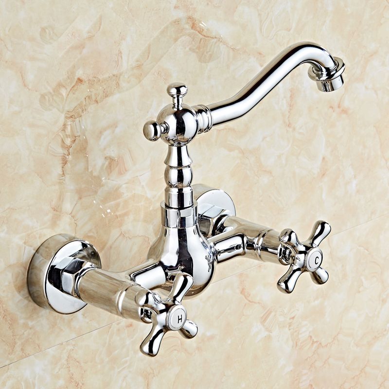 Glam 2-Handle Bathroom Sink Faucet 2-Hole Wall Mounted Bathroom Faucet Clearhalo 'Bathroom Remodel & Bathroom Fixtures' 'Bathroom Sink Faucets' 'Bathroom Sinks & Faucet Components' 'bathroom_sink_faucets' 'Home Improvement' 'home_improvement' 'home_improvement_bathroom_sink_faucets' 1200x1200_7f85c372-aa24-4784-99c0-ac3d9ba700f0