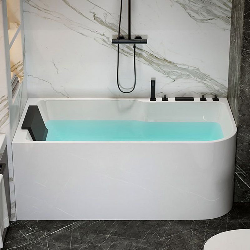 Modern White Rectangle Acrylic Bathtub Back to Wall with Drain Bath Tub Clearhalo 'Bathroom Remodel & Bathroom Fixtures' 'Bathtubs' 'Home Improvement' 'home_improvement' 'home_improvement_bathtubs' 'Showers & Bathtubs' 1200x1200_7f9439d6-9e4b-44d7-91fa-e288a7e1d7e6