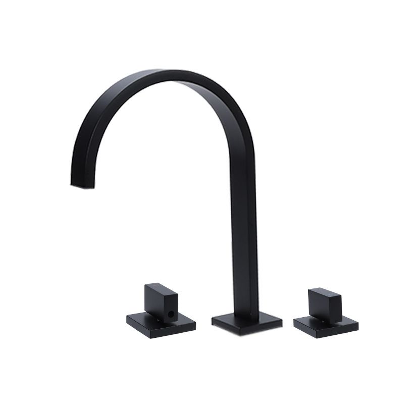 Modern 3 Holes Faucet Solid Color Knob Handle Gooseneck Widespread Faucets for Bathroom Clearhalo 'Bathroom Remodel & Bathroom Fixtures' 'Bathroom Sink Faucets' 'Bathroom Sinks & Faucet Components' 'bathroom_sink_faucets' 'Home Improvement' 'home_improvement' 'home_improvement_bathroom_sink_faucets' 1200x1200_7fa2fa12-c54b-438c-99a7-136d443a1cf4