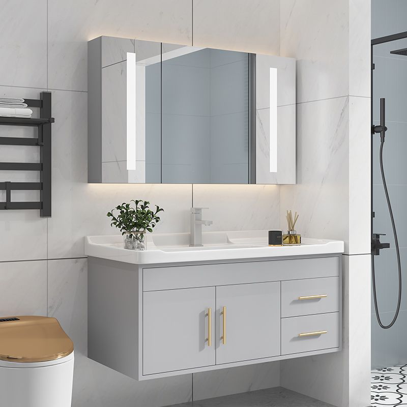Glam Bathroom Sink Vanity Wall Mount Bathroom Vanity with Mirror Clearhalo 'Bathroom Remodel & Bathroom Fixtures' 'Bathroom Vanities' 'bathroom_vanities' 'Home Improvement' 'home_improvement' 'home_improvement_bathroom_vanities' 1200x1200_7fa4537b-5695-498c-9f43-5b18407c8764