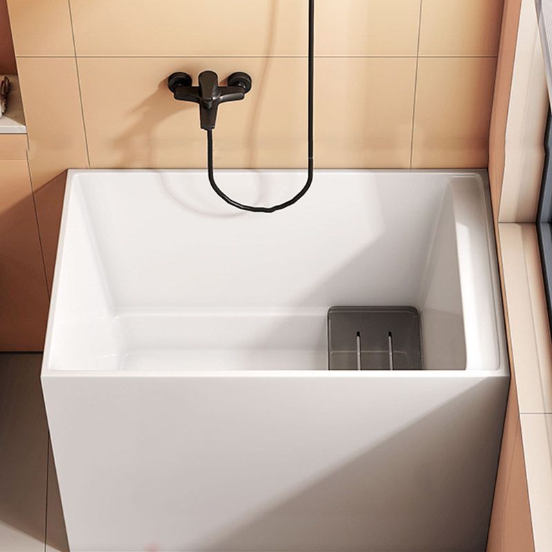 Modern Rectangle White Acrylic Bathtub Back to Wall with Drain Bath Tub Clearhalo 'Bathroom Remodel & Bathroom Fixtures' 'Bathtubs' 'Home Improvement' 'home_improvement' 'home_improvement_bathtubs' 'Showers & Bathtubs' 1200x1200_7fdbf012-0fbc-4fbc-81c5-dcf9660c00ee