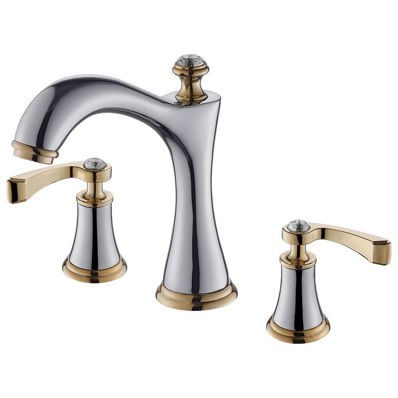 Widespread Faucet Glam Style 2 Lever Handles Faucet for Bathroom Clearhalo 'Accueil' 'Amélioration Domiciliaire' 'bathroom_sink_faucets' 'Ensembles de Lavabo & de Robinet de Toilette' 'home_improvement' 'home_improvement_bathroom_sink_faucets' 'Robinet de Lavabo de Salle de Bain' 'Rénovation et Équipement de Salle de Bain' 1200x1200_7fe894b4-e57b-4b9c-8a11-3554487d8687