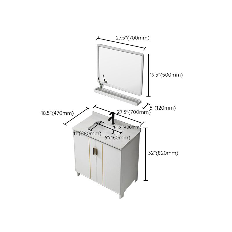 Gorgeous Freestanding Sink Cabinet Mirror Cabinet Bathroom Vanity Set in White Clearhalo 'Bathroom Remodel & Bathroom Fixtures' 'Bathroom Vanities' 'bathroom_vanities' 'Home Improvement' 'home_improvement' 'home_improvement_bathroom_vanities' 1200x1200_7ff48d36-df76-4b70-832b-12ecebef1bae