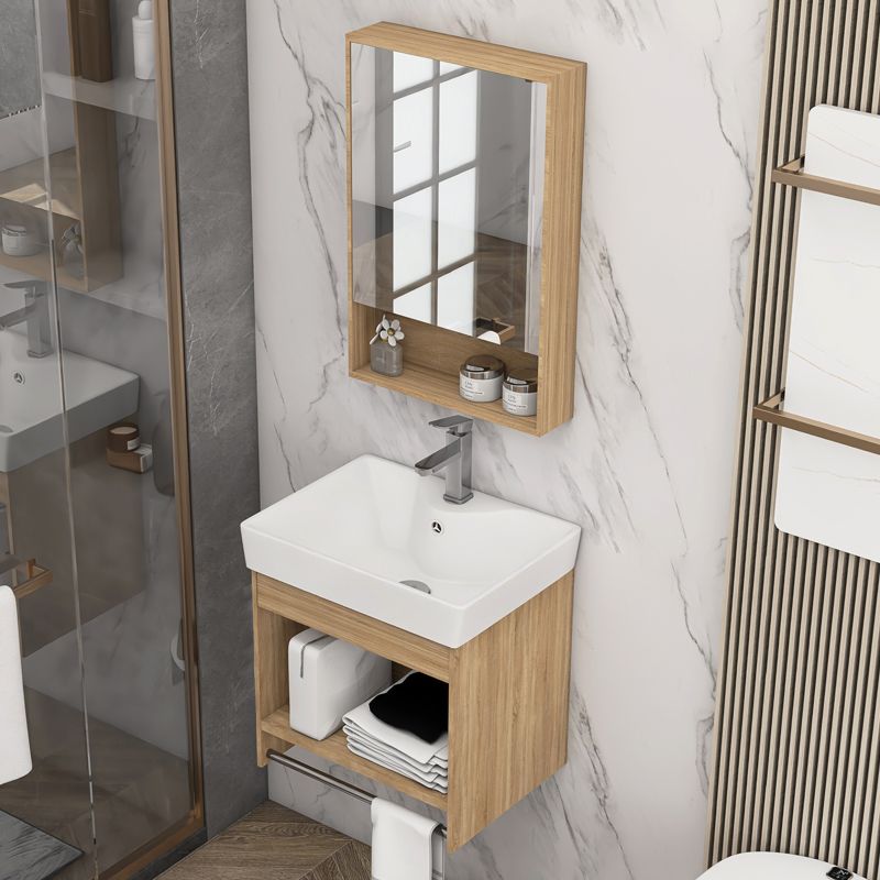 Modern Sink Vanity Rectangular Ceramic Top Single Wall Mount Vanity Clearhalo 'Bathroom Remodel & Bathroom Fixtures' 'Bathroom Vanities' 'bathroom_vanities' 'Home Improvement' 'home_improvement' 'home_improvement_bathroom_vanities' 1200x1200_804d8a5a-958b-498c-a3d2-4be8c3147cff