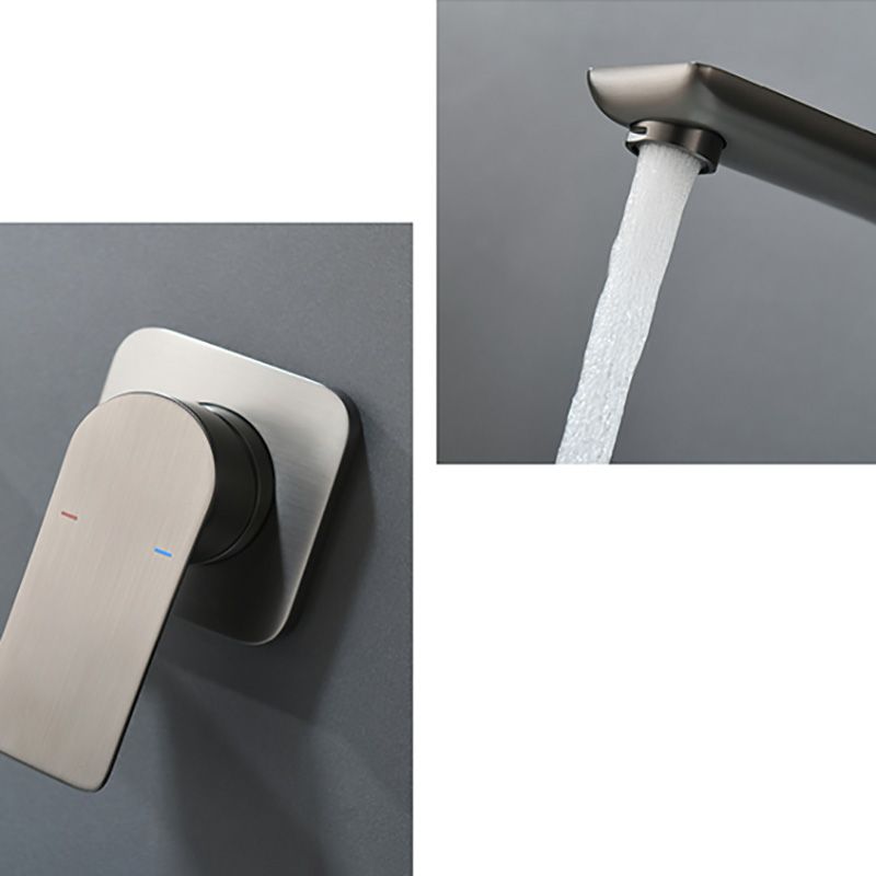 Modern Wall Mounted Bathroom Faucet Lever Handle Low Arc 2 Hole Faucets Clearhalo 'bathroom_sink_faucets' 'Conjunta de Baño y Conjunta de Grifo' 'Coronamiento de Baño y Dispositivo de Baño' 'Grifo del lavabo del baño' 'Hogar' 'home_improvement' 'home_improvement_bathroom_sink_faucets' 'Mejoras para el hogar' 1200x1200_80590206-378d-4365-a836-11df6b50253d