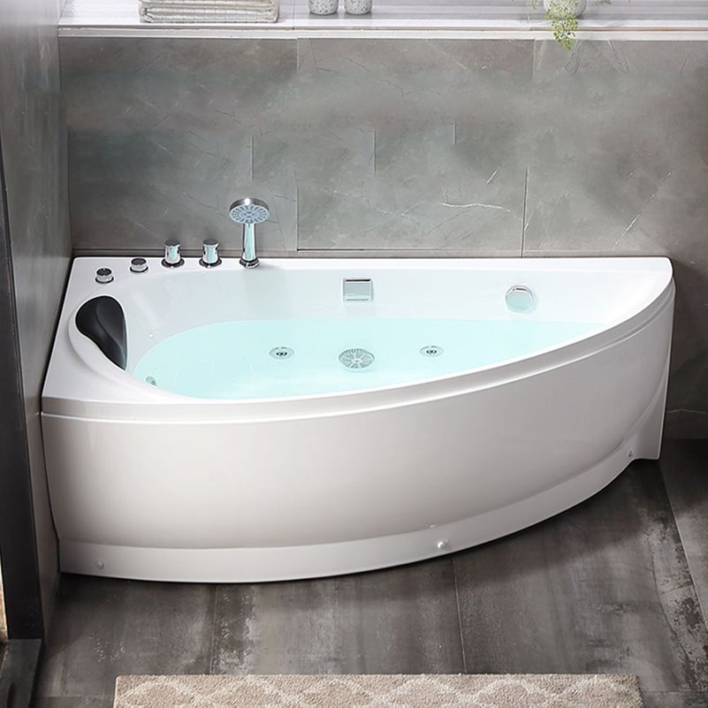 White Drop-in Bathtub Contemporary Corner Back to Wall Acrylic Bathtub Clearhalo 'Bathroom Remodel & Bathroom Fixtures' 'Bathtubs' 'Home Improvement' 'home_improvement' 'home_improvement_bathtubs' 'Showers & Bathtubs' 1200x1200_805cb1a4-7d7e-419f-8fb0-ae6fc00f89e3