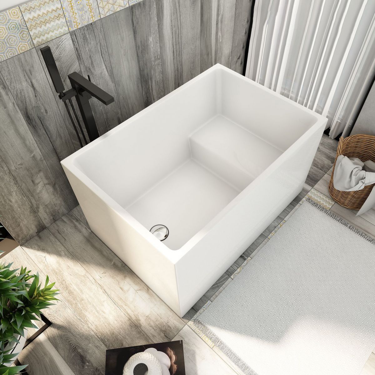 Bathroom Modern Acrylic Small Tub with Left-Hand Drain Bathtub Clearhalo 'Bathroom Remodel & Bathroom Fixtures' 'Bathtubs' 'Home Improvement' 'home_improvement' 'home_improvement_bathtubs' 'Showers & Bathtubs' 1200x1200_8072a081-8988-4c49-a51e-f5042488eb21