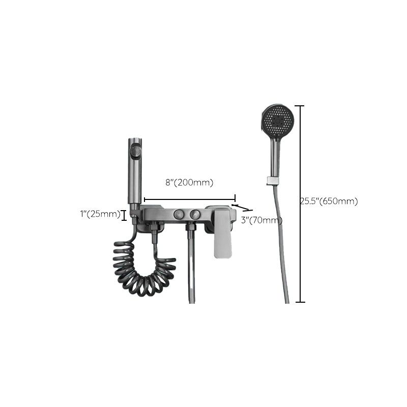 Contemporary Tub Filler Trim Wall Mount with Handshower and Hose Clearhalo 'Bathroom Remodel & Bathroom Fixtures' 'Bathtub Faucets' 'bathtub_faucets' 'Home Improvement' 'home_improvement' 'home_improvement_bathtub_faucets' 1200x1200_80fcbd32-8187-42be-82b5-dc7648d6c5c4