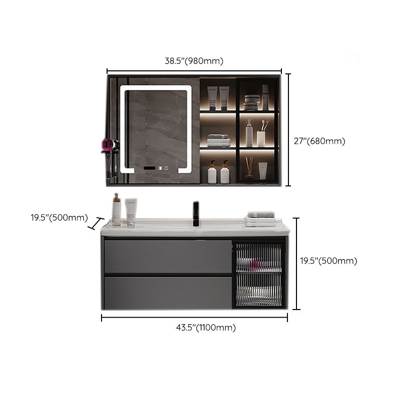 Contemporary Sink Vanity Bathroom Vanity Cabinet with Mirror Cabinet Clearhalo 'Bathroom Remodel & Bathroom Fixtures' 'Bathroom Vanities' 'bathroom_vanities' 'Home Improvement' 'home_improvement' 'home_improvement_bathroom_vanities' 1200x1200_812a4c70-dc86-40df-9cff-b2051852cbdb