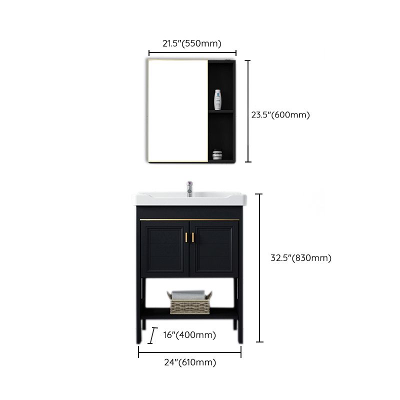 Shelving Included Bath Vanity Set Mirror Freestanding Vanity Set with Single Sink Clearhalo 'Bathroom Remodel & Bathroom Fixtures' 'Bathroom Vanities' 'bathroom_vanities' 'Home Improvement' 'home_improvement' 'home_improvement_bathroom_vanities' 1200x1200_812c48f6-93b8-4455-9c4b-74dfd0fdb1b6