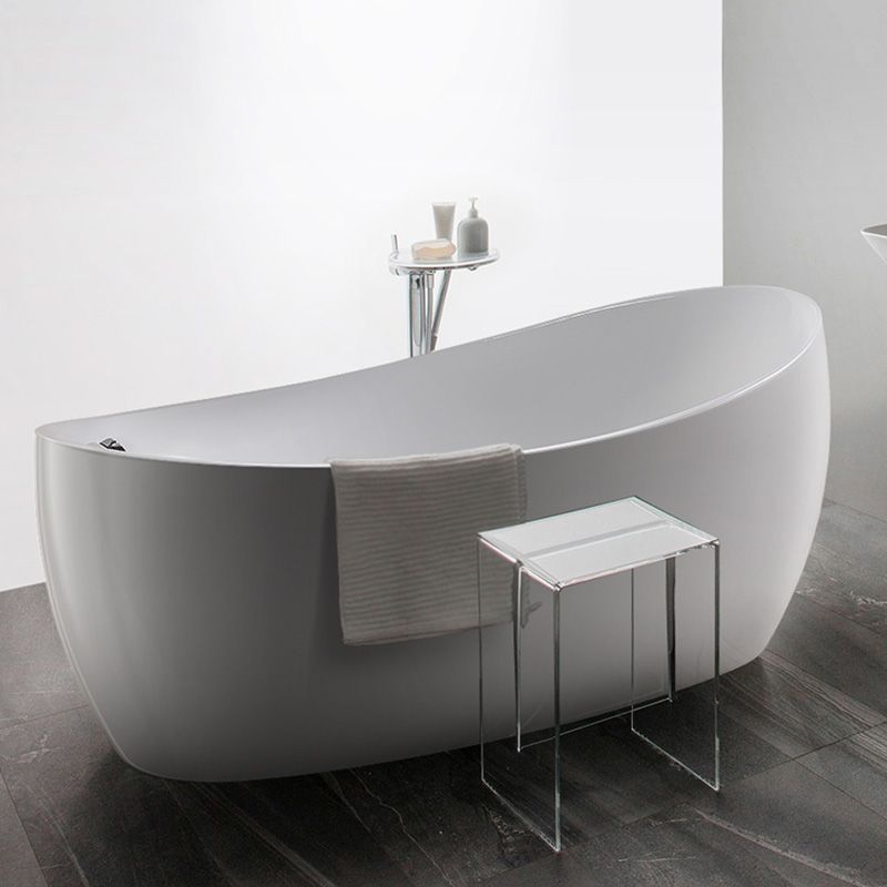 Modern White Ellipse Acrylic Bathtub Freestand Soaking Bathtub with Drain Bath Tub Clearhalo 'Bathroom Remodel & Bathroom Fixtures' 'Bathtubs' 'Home Improvement' 'home_improvement' 'home_improvement_bathtubs' 'Showers & Bathtubs' 1200x1200_812ed29d-b922-4b25-b008-afaeb06a9ec5