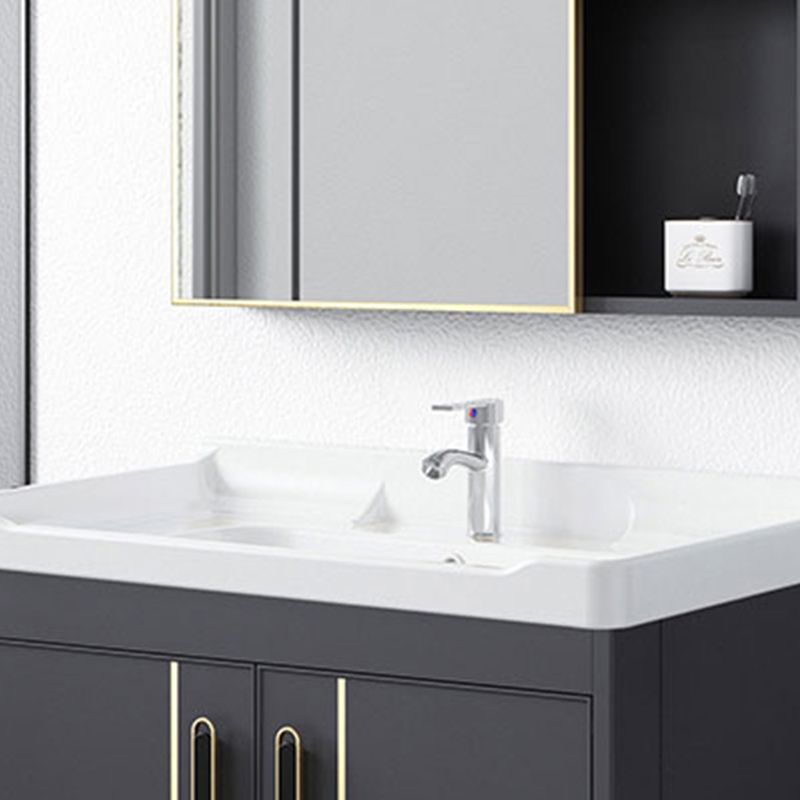 Metal Bathroom Vanity Set 2 Doors Freestanding Rectangle Single Sink Bathroom with Mirror Clearhalo 'Bathroom Remodel & Bathroom Fixtures' 'Bathroom Vanities' 'bathroom_vanities' 'Home Improvement' 'home_improvement' 'home_improvement_bathroom_vanities' 1200x1200_814601ab-fee3-4d7c-8f3a-22fd4baebb3b