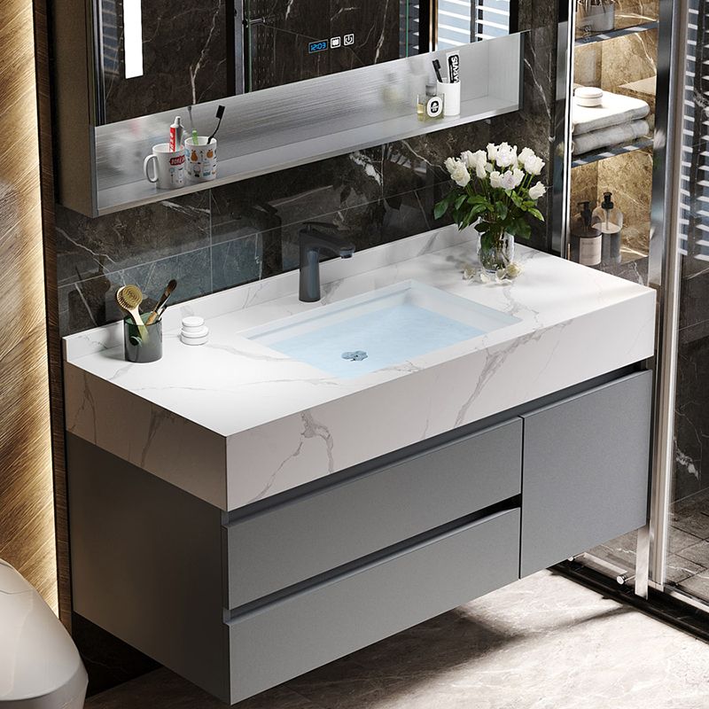 Bathroom Vanity Set Ceramic Rectangular Drawers Wall Mounted Vanity Sink Clearhalo 'Bathroom Remodel & Bathroom Fixtures' 'Bathroom Vanities' 'bathroom_vanities' 'Home Improvement' 'home_improvement' 'home_improvement_bathroom_vanities' 1200x1200_8148fb00-e4cc-467d-80f3-ebed8ad92074