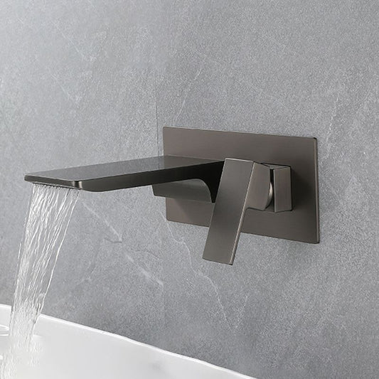 Square Single Handle Bathroom Faucet Single Hole Wall Mounted Bathroom Faucet Clearhalo 'Bathroom Remodel & Bathroom Fixtures' 'Bathroom Sink Faucets' 'Bathroom Sinks & Faucet Components' 'bathroom_sink_faucets' 'Home Improvement' 'home_improvement' 'home_improvement_bathroom_sink_faucets' 1200x1200_8149af8b-1d33-4848-8668-e38418c92a7a