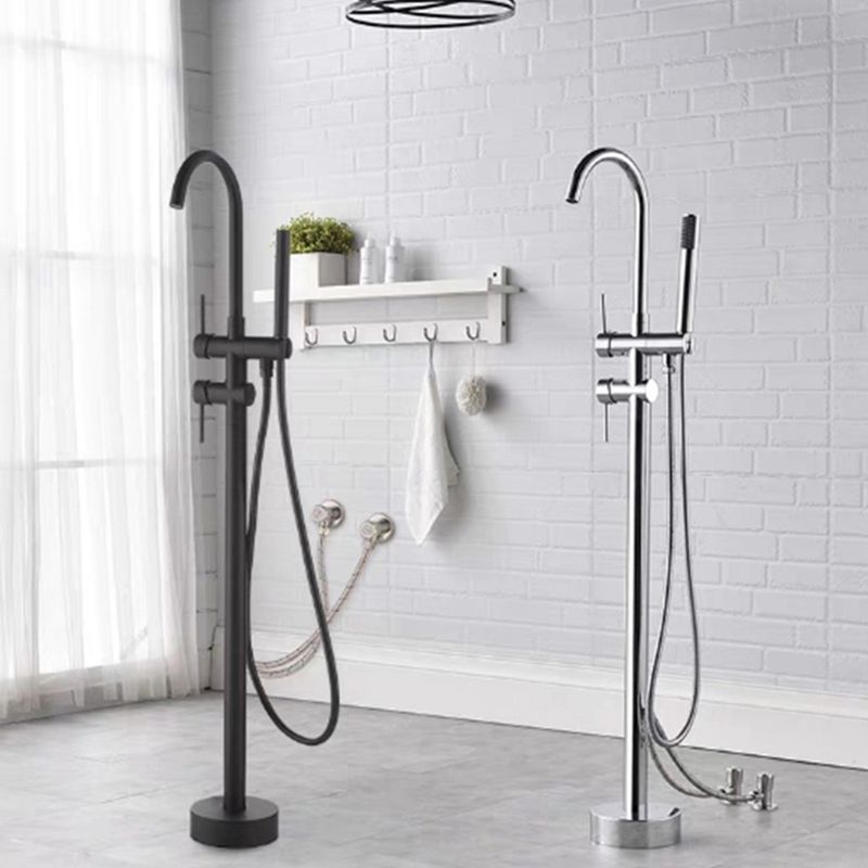 Tub Filler Lever Handle Freestanding Brass High Arc Handshower Traditional Tub Filler Clearhalo 'Bathroom Remodel & Bathroom Fixtures' 'Bathtub Faucets' 'bathtub_faucets' 'Home Improvement' 'home_improvement' 'home_improvement_bathtub_faucets' 1200x1200_8169c849-c75f-4429-8f7f-6a18e3bd68ae