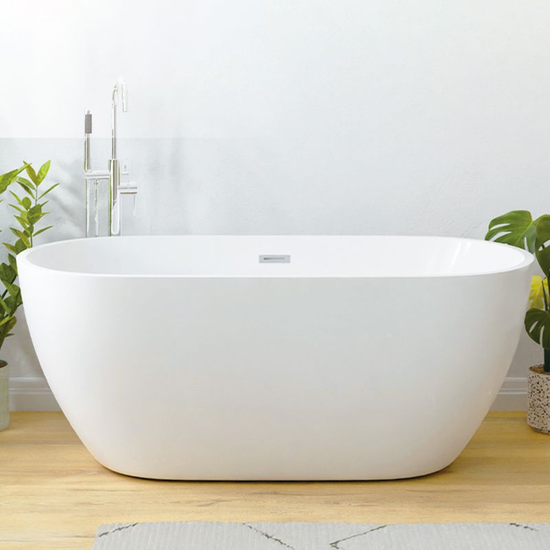 White Oval Bathtub with Drain Acrylic Soaking Freestanding Tub Clearhalo 'Bathroom Remodel & Bathroom Fixtures' 'Bathtubs' 'Home Improvement' 'home_improvement' 'home_improvement_bathtubs' 'Showers & Bathtubs' 1200x1200_81bc5095-af19-4d57-a1cf-edbced20af43