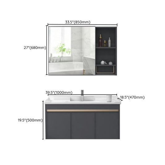 Modern Sink Vanity Wall Mount Gray Metal Base Single-Sink Oval Vanity Set Clearhalo 'Bathroom Remodel & Bathroom Fixtures' 'Bathroom Vanities' 'bathroom_vanities' 'Home Improvement' 'home_improvement' 'home_improvement_bathroom_vanities' 1200x1200_81ccf0fe-1939-449d-b095-d2453b4c5de9