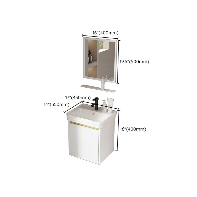 Wall Mount Bath Vanity White Rectangular Single Sink Mirror Metal Frame Vanity with Doors Clearhalo 'Bathroom Remodel & Bathroom Fixtures' 'Bathroom Vanities' 'bathroom_vanities' 'Home Improvement' 'home_improvement' 'home_improvement_bathroom_vanities' 1200x1200_81df44c6-e611-458e-b030-147496fa33d3