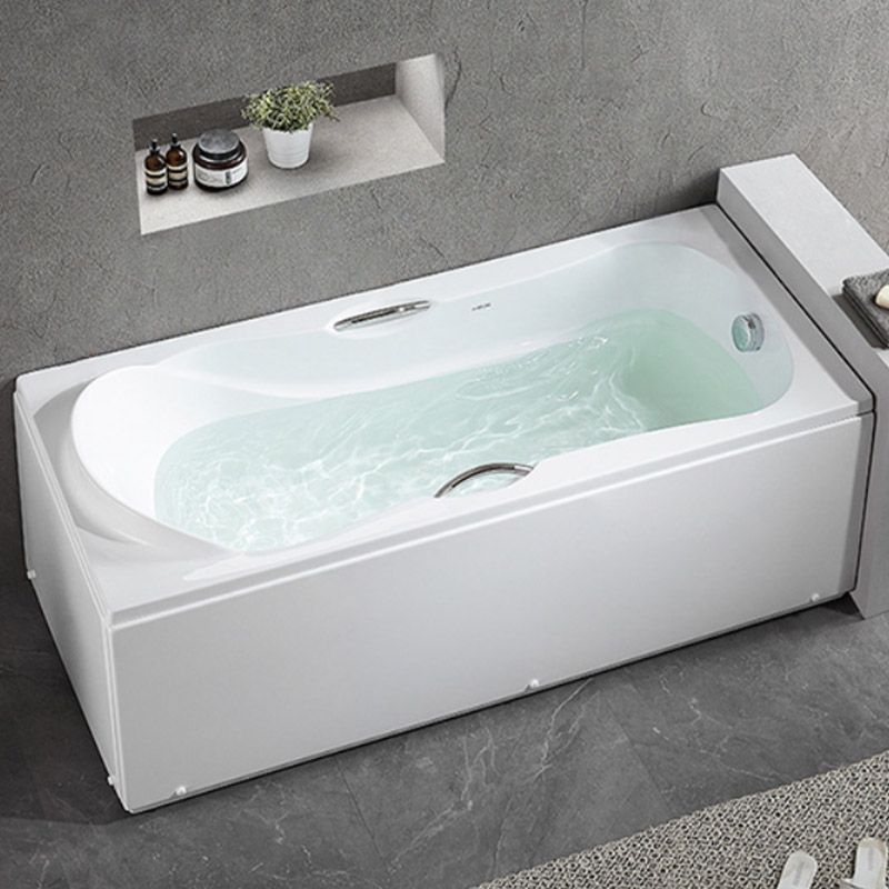 Modern Corner White Bathtub Acrylic Rectangle Back to Wall with Drain Bath Tub Clearhalo 'Bathroom Remodel & Bathroom Fixtures' 'Bathtubs' 'Home Improvement' 'home_improvement' 'home_improvement_bathtubs' 'Showers & Bathtubs' 1200x1200_8205e007-8d65-45c8-94e3-eea4c9016465