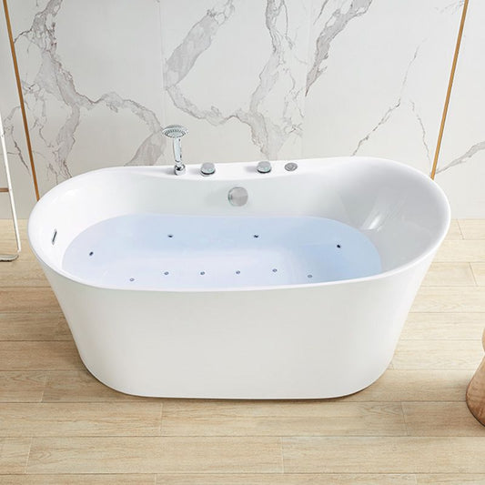 White Acrylic Freestanding Bathtub Oval Modern Handles Included Bath Clearhalo 'Bathroom Remodel & Bathroom Fixtures' 'Bathtubs' 'Home Improvement' 'home_improvement' 'home_improvement_bathtubs' 'Showers & Bathtubs' 1200x1200_820f3362-536d-428f-8d68-abae168d949b