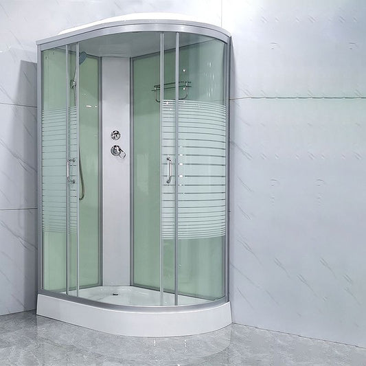 Round Shower Stall Double Sliding Shower Stall with Base Kit Clearhalo 'Bathroom Remodel & Bathroom Fixtures' 'Home Improvement' 'home_improvement' 'home_improvement_shower_stalls_enclosures' 'Shower Stalls & Enclosures' 'shower_stalls_enclosures' 'Showers & Bathtubs' 1200x1200_8246e99c-3a3a-4e92-b9c4-e2abf2e72034