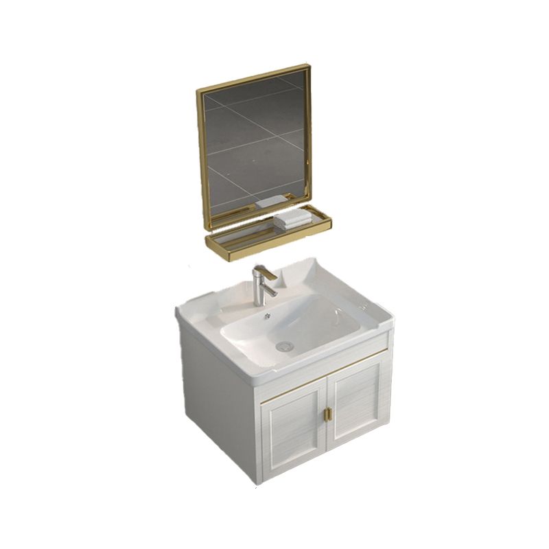 Single Sink Vanity Set Mirror Wall Mount Metal Frame Rectangle Bath Vanity with 2 Doors Clearhalo 'Bathroom Remodel & Bathroom Fixtures' 'Bathroom Vanities' 'bathroom_vanities' 'Home Improvement' 'home_improvement' 'home_improvement_bathroom_vanities' 1200x1200_8270a824-7e94-489f-aba4-1dc5619f657d