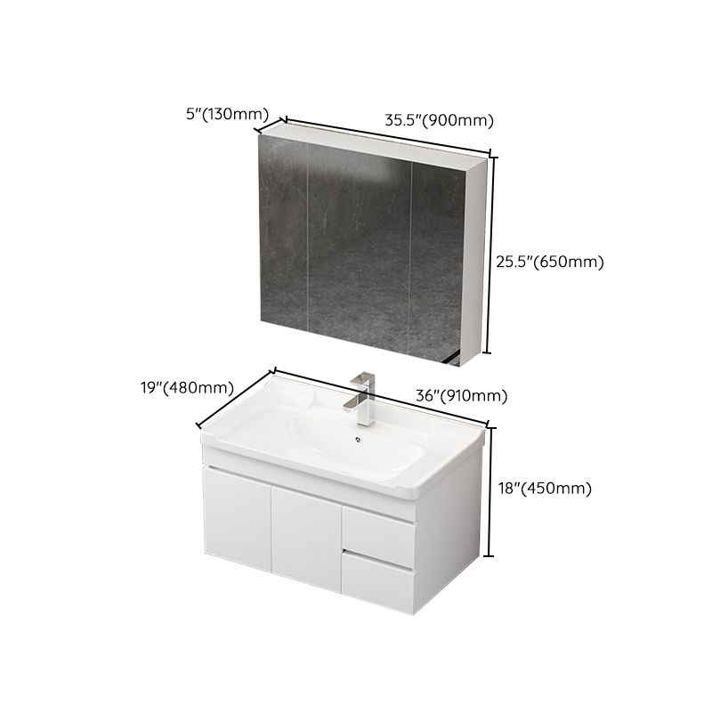 Wall Mount Single Bathroom Vanity Modern White Rectangular Wood Vanity Set Clearhalo 'Bathroom Remodel & Bathroom Fixtures' 'Bathroom Vanities' 'bathroom_vanities' 'Home Improvement' 'home_improvement' 'home_improvement_bathroom_vanities' 1200x1200_82b22649-104b-4615-b227-20ff37a2b4ce