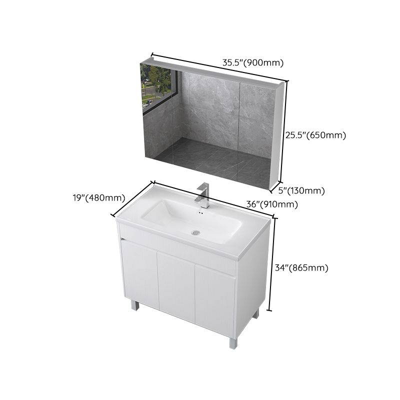 Rectangular Freestanding Bathroom Vanity White Modern Single-Sink Vanity Set Clearhalo 'Bathroom Remodel & Bathroom Fixtures' 'Bathroom Vanities' 'bathroom_vanities' 'Home Improvement' 'home_improvement' 'home_improvement_bathroom_vanities' 1200x1200_82c15065-277f-446c-8c24-45af7a5504b0