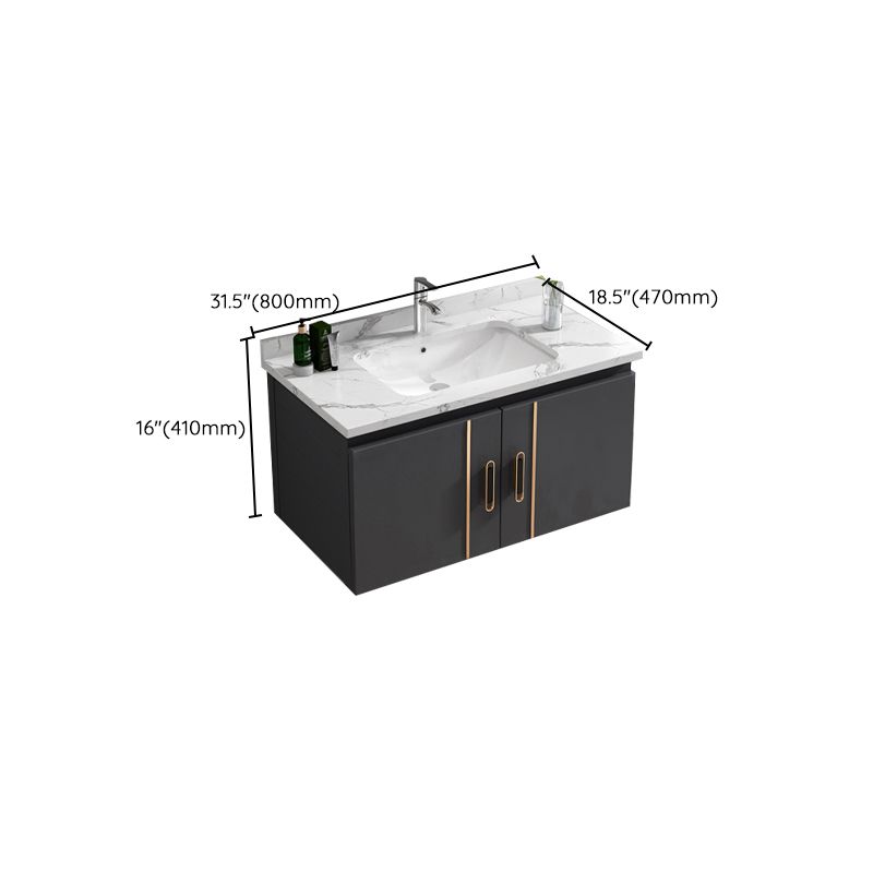 Single Glam Bathroom Vanity Dark Gray Rectangular Wall Mount Vanity Set Clearhalo 'Bathroom Remodel & Bathroom Fixtures' 'Bathroom Vanities' 'bathroom_vanities' 'Home Improvement' 'home_improvement' 'home_improvement_bathroom_vanities' 1200x1200_82e147e1-6e71-41f3-bc7d-f5df2d46e68d