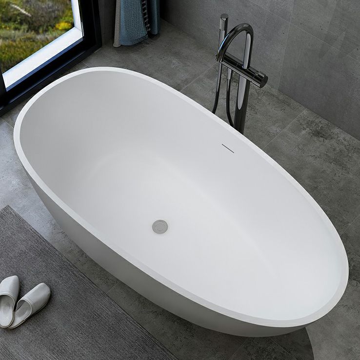 Modern Style Oval Freestanding Bathtub Stone Bathtub with Overflow Trim Clearhalo 'Bathroom Remodel & Bathroom Fixtures' 'Bathtubs' 'Home Improvement' 'home_improvement' 'home_improvement_bathtubs' 'Showers & Bathtubs' 1200x1200_82f7d0a7-4013-493e-b87d-417bc69279ae