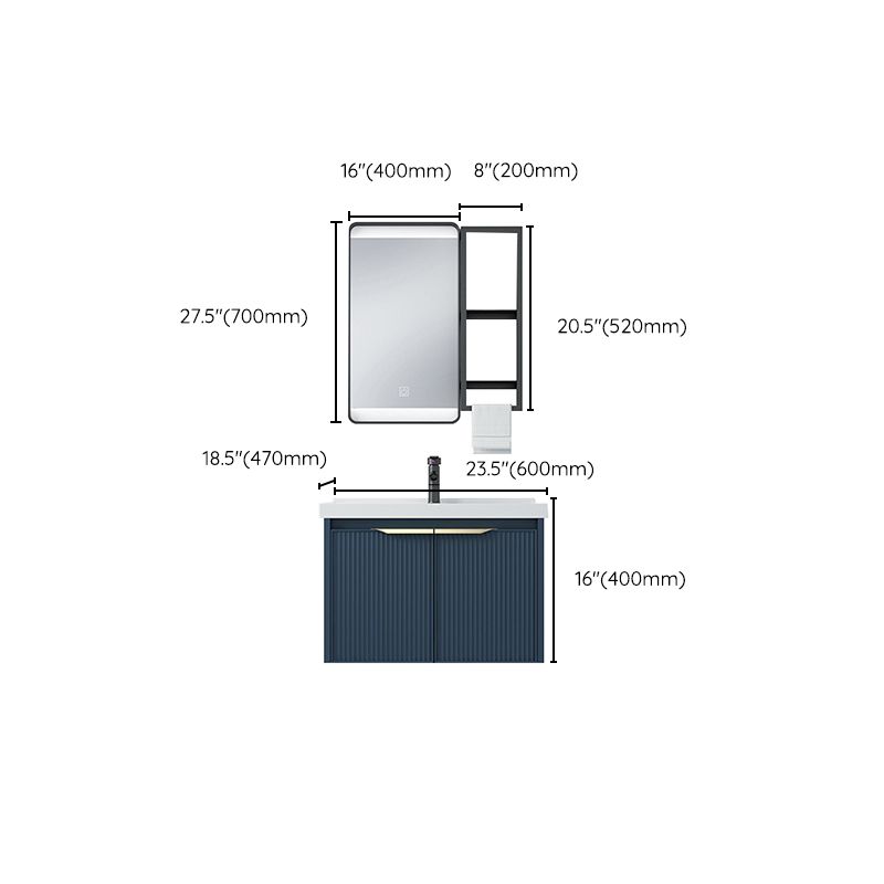 Metal Frame Vanity Wall Mount Blue Single Sink 2 Doors Mirror Bath Vanity with Faucet Clearhalo 'Bathroom Remodel & Bathroom Fixtures' 'Bathroom Vanities' 'bathroom_vanities' 'Home Improvement' 'home_improvement' 'home_improvement_bathroom_vanities' 1200x1200_8302d6ee-8411-4335-a549-0c6d00a9aff9