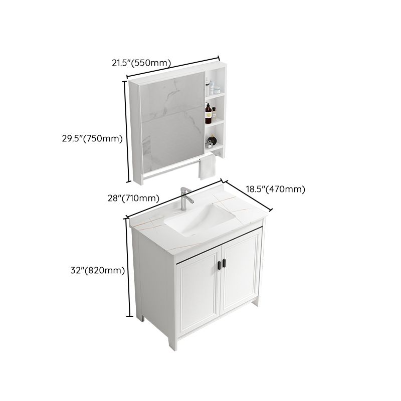 Freestanding Bathroom Vanity Single Sink White Modern Rectangular Vanity Set Clearhalo 'Bathroom Remodel & Bathroom Fixtures' 'Bathroom Vanities' 'bathroom_vanities' 'Home Improvement' 'home_improvement' 'home_improvement_bathroom_vanities' 1200x1200_832d6960-2588-4538-828e-0ee246daa371