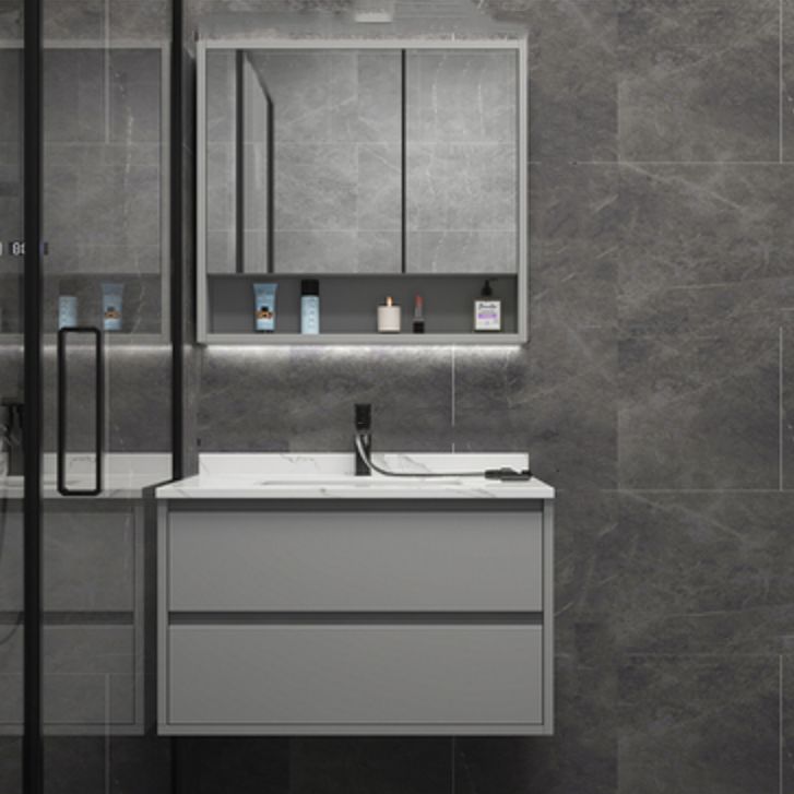 Modern Vanity Set Single Gray Rectangular Wall Mount Bath Vanity Clearhalo 'Bathroom Remodel & Bathroom Fixtures' 'Bathroom Vanities' 'bathroom_vanities' 'Home Improvement' 'home_improvement' 'home_improvement_bathroom_vanities' 1200x1200_833c3f3b-8b12-4c40-9a5e-df456a7add7b