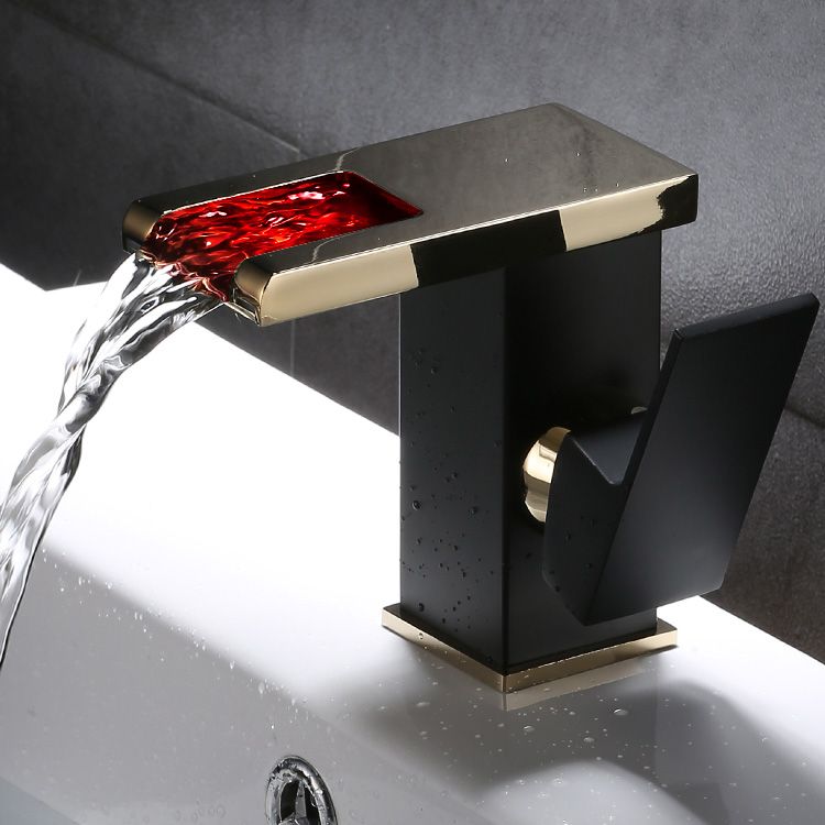 Vanity Sink Faucet Waterfall Spout Single Handle Faucet with LED Light Clearhalo 'Bathroom Remodel & Bathroom Fixtures' 'Bathroom Sink Faucets' 'Bathroom Sinks & Faucet Components' 'bathroom_sink_faucets' 'Home Improvement' 'home_improvement' 'home_improvement_bathroom_sink_faucets' 1200x1200_8343b71b-247f-455d-9369-f7cbb2109ca3
