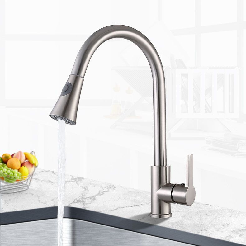 Modern Pull Down Single Handle Kitchen Faucet 1-Hold Water Faucet Clearhalo 'Home Improvement' 'home_improvement' 'home_improvement_kitchen_faucets' 'Kitchen Faucets' 'Kitchen Remodel & Kitchen Fixtures' 'Kitchen Sinks & Faucet Components' 'kitchen_faucets' 1200x1200_8373df1b-9e8a-4207-aceb-0e86648e5c39