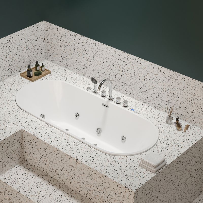 Modern White Ellipse Embedded Bathtub Acrylic with Drain Bath Tub Clearhalo 'Bathroom Remodel & Bathroom Fixtures' 'Bathtubs' 'Home Improvement' 'home_improvement' 'home_improvement_bathtubs' 'Showers & Bathtubs' 1200x1200_83d3e1e4-6dd0-4123-8278-b20a78674fcd