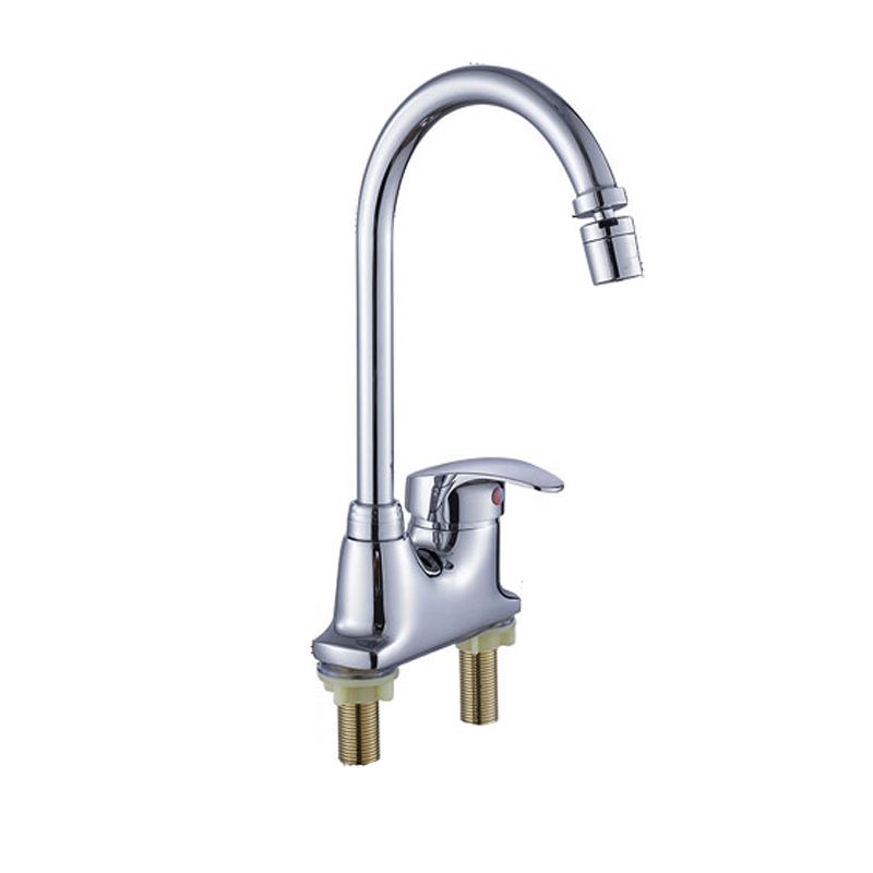Contemporary Single Level Kitchen Faucet Lead Free Faucet in Chrome Clearhalo 'Home Improvement' 'home_improvement' 'home_improvement_kitchen_faucets' 'Kitchen Faucets' 'Kitchen Remodel & Kitchen Fixtures' 'Kitchen Sinks & Faucet Components' 'kitchen_faucets' 1200x1200_83e07053-03df-4866-9b14-acf20e6884f3